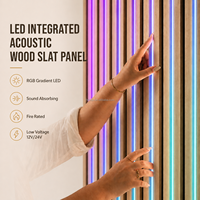 Panel Acústico LED de Pared, 12V 24V, Bajo Voltaje, Revestimiento Decorativo de Pared, Panel Acústico de Listones de Madera RGB para Interiores Comerciales