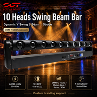 Barra de Luces Móvil LED de 300W, 10 Ojos RGBW, Motorizada, Inclinación en Y, Activación por Sonido, Función Auto Master/Slave, Conexión de Alimentación, Efecto de Luz para Conciertos
