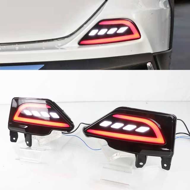 Car Auto Rear Light LED DRL Rear Bumper Tail Light Brake Lights Turn Signal Lamp Reflector for Toyota RAV4 2016-2018