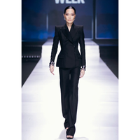 Nouvelle Collection : Blazers et Costumes pour Femme – Noir Uni, Bouton Unique, Luxe, Haute Qualité, Polyester/Coton Respirant, Personnalisable Mr Crazy Lady