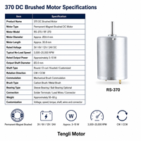 Moteur à courant continu à balais Tengli RS-370, petit modèle, 24,4 mm, 3V, 6V, 12V, 24V, 3000-20000 tr/min, balais en carbone, pour appareils électroménagers et robots