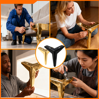 Pieds de meuble en fer robuste de 4 pouces Ensemble de 4 pieds triangulaires modernes Fauteuil de canapé de luxe en or