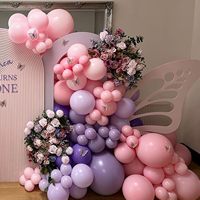 Set Rangkaian Balon Tema Peri Bunga Kupu-kupu Pink Ungu Pastel - Dekorasi Pesta untuk Anak Perempuan, Pernikahan, Ulang Tahun