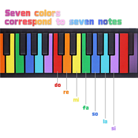Wholesale Roll up Plastic Piano-37-Key Rainbow Customizable Keyboard for Children's Music Enlightenment Portable Learning Fun