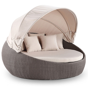 Canapé <span class=keywords><strong>lit</strong></span> de jour, canapé d'extérieur en <span class=keywords><strong>osier</strong></span> blanc, tente en rotin, <span class=keywords><strong>double</strong></span> soleil - Product Image 5
