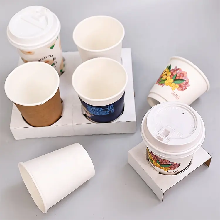 8-16Oz Composteerbaar Op Maat Bedrukt Koffiepapier Beker 100% Plastic Gratis Papieren Beker