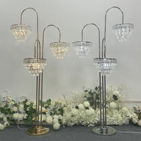 Lustre de mariage à 3 têtes en cristal, supports de chemin de mariage, piliers de guidage, lumières LED pour la décoration de fêtes de mariage
