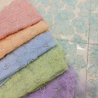 Maille Respirant Broderie Tissu Disque Fleur Lapin Oreille pour Robes De Mariée Filles Vêtements-Industrie Lourde Perle Tube En Gros
