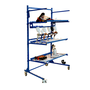 Chariot de rangement Lutro LC-302 pour pièces de <span class=keywords><strong>carrosserie</strong></span>, étagères <span class=keywords><strong>en</strong></span> acier réglables à 3 niveaux avec crochets pour la réparation de carrosseries automobiles - Product Image 3
