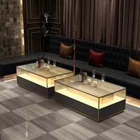 Meubles de strip-tease sur mesure, table de bar lumineuse pour boîte de nuit, table en verre trempé avec éclairage LED, acier inoxydable, table de danse discothèque, table KTV