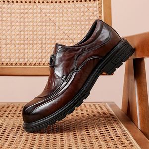 Nouvelle collection d'été : Chaussures habillées pour hommes à semelles épaisses et talons, en cuir véritable respirant, style décontracté - Product Image 3