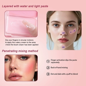 Vente en gros 2 en 1 Palette de fard <span class=keywords><strong>à</strong></span> joues crème en plastique rose longue durée étanche Contour des joues fard <span class=keywords><strong>à</strong></span> joues aqueux mat - Product Image 4