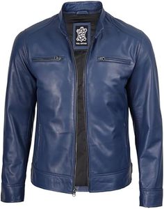 Chaqueta de Motociclista de Cuero Genuino para Hombre, a la Moda, Nueva, Impermeable, con Cuello Alto y Logotipo Frontal, para Invierno - Product Image 2