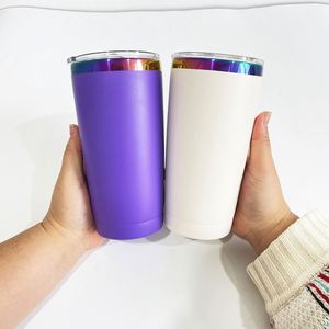 Lot de 4 tasses à café en acier inoxydable à double paroi de 20 oz avec logo personnalisé, finition holographique arc-en-ciel, pour gravure laser tournesol - Product Image 3