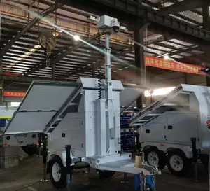 Mobile Solar CCTV Trailer With APP Remote Control PTZ Camera And Bullet Camera Surveillance System