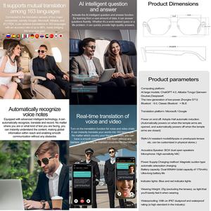 Gafas Inteligentes W100 Estilo Piloto para Exteriores con IA, Traductor <span class=keywords><strong>de</strong></span> 163 Idiomas, Gafas <span class=keywords><strong>de</strong></span> Sol Inteligentes W100C - Product Image 3