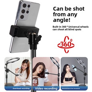 Support de prise de vue professionnel pour bureau avec éclairage <span class=keywords><strong>d</strong></span>'appoint pour diffusion en direct, support anti-tremblement pour téléphone et selfie pour influenceurs - Product Image 1