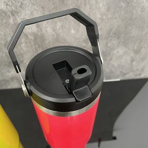 Bouteille d'eau isotherme à couvercle rabattable et paille, 30 oz, couleurs néon, vierge pour sublimation, avec système anti-fuite, entrepôt USA - Product Image 4