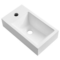 Nouveau design, petite taille, lavabo en résine tendance européenne, lavabo rectangulaire simple pour appartement moderne en ville