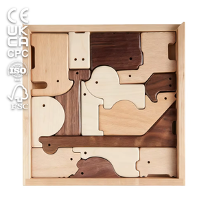 Set di Puzzle in Legno a Forma di Animali Runwood, Gioco Educativo <span class=keywords><strong>Montessori</strong></span> Ecologico Personalizzato, Set Regalo di Giocattoli in Legno <span class=keywords><strong>Montessori</strong></span> con Scatola - Product Image 1