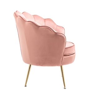 Wholesale Velvet Upholstery Living Room Chair Tufted Shell <strong>Wing</strong> Back Leisure Sofa Accent Chair <strong>Armchair</strong> With Gold Legs - Product Image 3