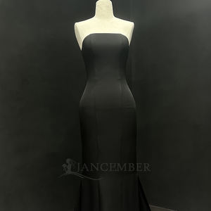 Robe de soirée sirène noire de luxe Nt26, style Dubaï, en mousseline avec appliques, taille naturelle, longue, élégante pour les fêtes - Product Image 5