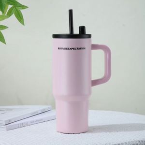 Portable Insulated Travel Tumbler 710ml Stainless Steel Vacuum <b>Cup</b> <b>with</b> Handle <b>Lid</b> <b>Straw</b> for Car - Product Image 2