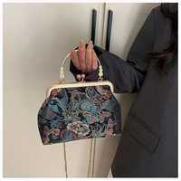Tas Karpet Kompak Vintage dengan Kancing Ganda, Dompet Koin, Kantong Uang Receh, Tempat Kartu