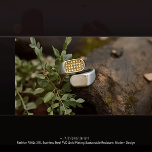 แหวนแฟชั่น สแตนเลสสตีล 316L ชุบทอง PVD ทนทาน ดีไซน์ทันสมัย - Product Image 3