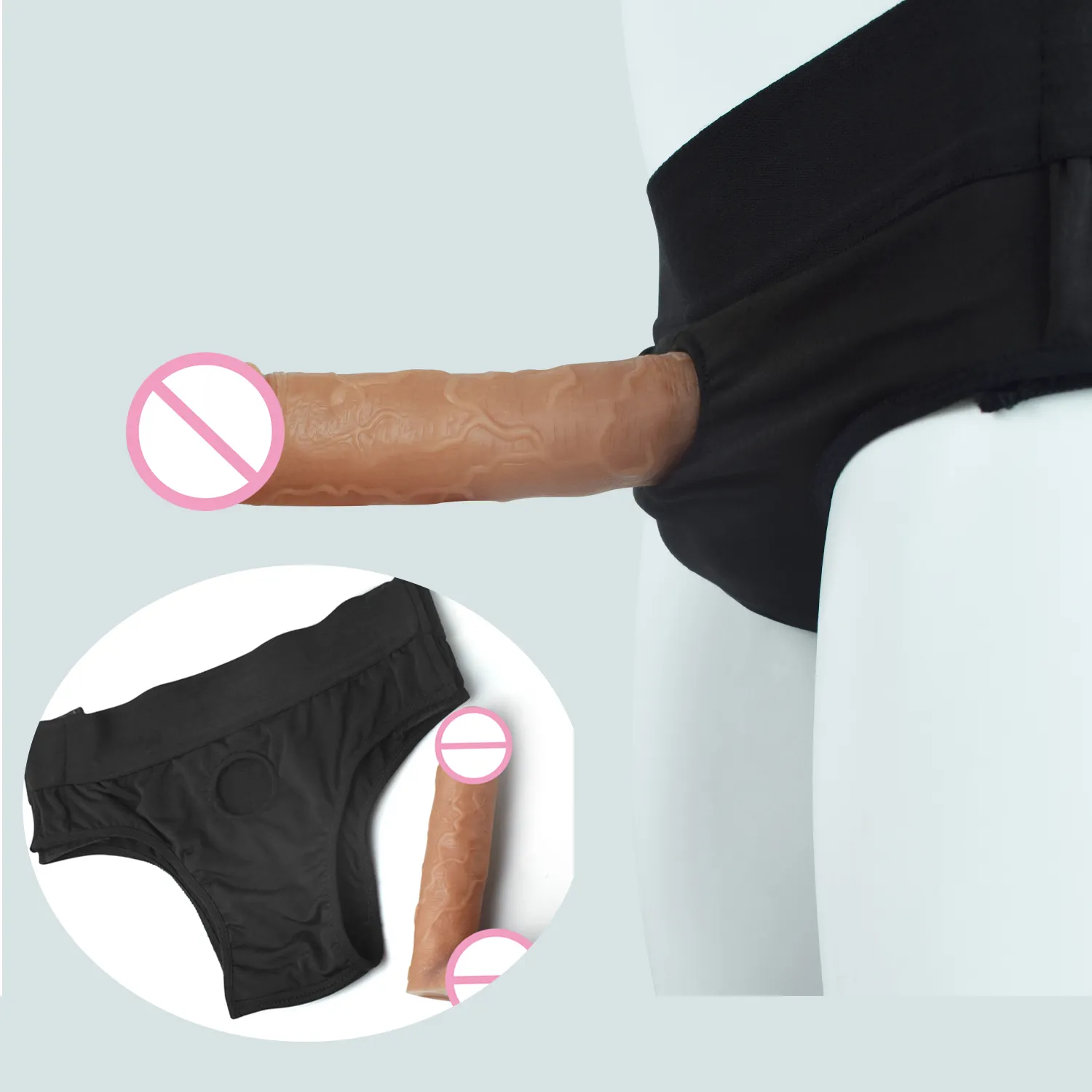 Realistico morbido Silicone Hollow aumento simulazione pene morbido maniche del pene con cintura Strap-On giocattoli del sesso per uomo donna