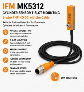 เซ็นเซอร์กระบอกสูบ IFM MK5312 แบบติดตั้งร่อง T 3 สาย PNP NO พร้อมสายเคเบิลยาว 2 เมตร - Product Image 2