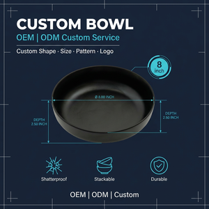 Bol à ramen en mélamine ODM de 8 pouces, incassable, minimaliste, empilable, pour les buffets de nouilles japonaises, la restauration et les hôtels - Product Image 1