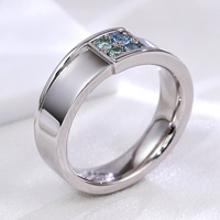 Bague Hip Hop en Moissanite Bleue de Haute Qualité, Argent Sterling 925, Alliance de Mariage, Bagues de Fiançailles Personnalisées pour Hommes