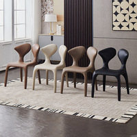 Chaise de salle à manger minimaliste de style italien, luxe léger, revêtement en cuir, structure en acier, accoudoirs, pour la maison, salons de thé, accueil des invités