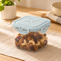 Conteneur de stockage en plastique PET hermétique portable jetable avec couvercle à fermeture à pression, transparent, carré, personnalisable, pour collations, biscuits, desserts