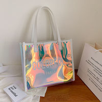 Sac fourre-tout en PVC holographique transparent, irisé, imperméable, refermable, haute qualité, faible MOQ