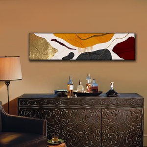 บล็อกสีทองที่มีสีสันสีน้ําภาพวาดที่เรียบง่ายพื้นผิวพิมพ์สีส้มบทคัดย่อผ้าใบภาพผนังศิลปะสําหรับห้องนั่งเล่น - Product Image 3