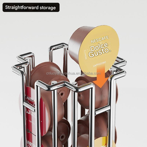 Carrousel à café rotatif à 360 ° Support de stockage 24 dosettes <span class=keywords><strong>Nespresso</strong></span> <span class=keywords><strong>Vertuo</strong></span> Support de stockage de café - Product Image 3