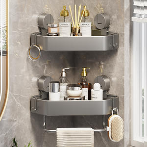 Étagère murale en acier au carbone pour salle de bain, en forme d'éventail, installation sans perçage pour rangement de toilettes - Product Image 4