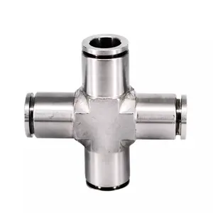 High Pressure Stainless Steel 304 316 Vacuum Cross Type Pipe Fittings Brass Quick Coupling Four-way Slip Lock Connector Union