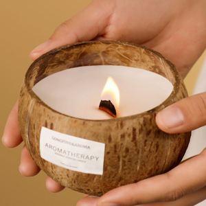 Bougie d'aromathérapie artisanale naturelle en cire de soja parfumée à la noix de coco avec mèche en bois pour spa, mariage, cadeau de fêtes, décoration intérieure - Product Image 2
