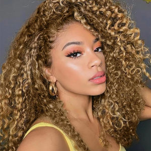# Extensions de cheveux au crochet 27 Honey Blonde Deep Wave, couleur invisible, sans nœuds, pré-séparées, effet plume, pour femmes - Product Image 1