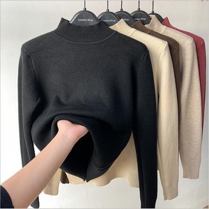 Pull en velours de coton pour <span class=keywords><strong>femme</strong></span>, fin, tissé, décontracté, <span class=keywords><strong>col</strong></span> semi-montant, une pièce, avec <span class=keywords><strong>col</strong></span> <span class=keywords><strong>roulé</strong></span> en maille, en polaire très élastique - Product Image 4