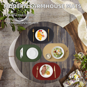 Modern Farmhouse Home Decor Wedding Outdoor Table Mats Faux Fur Eco-Friendly Non-Slip <b>Silicone</b> Kitchen Accessories - Product Image 2