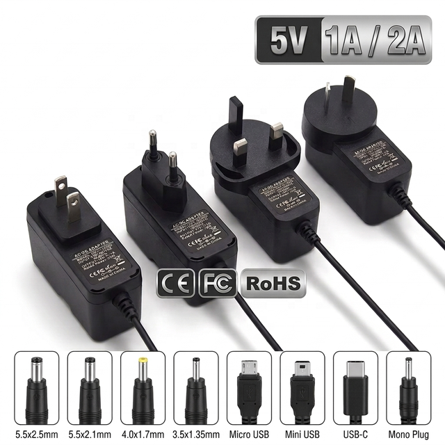 5V 2A 10W AC DC Power Adapter 5.5x2.1mm Tip Wall Plug Switching Supply for CCTV Security Camera LED Strip Router Smart Home