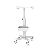 Chariot médical professionnel moderne en alliage d'aluminium pour équipement d'hôpital et de clinique, chariot mobile pour échographe avec deux supports pour sondes