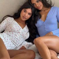 Soldes : Combinaison de nuit côtelée florale pour femme, douce et extensible, col en V, manches longues, pyjama mignon à motif floral, tenue d'intérieur en tissu côtelé doux