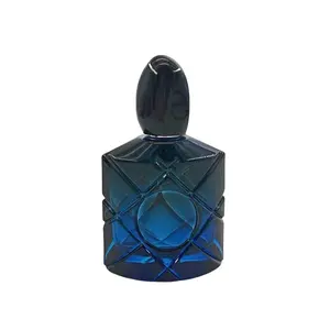 Botol parfum kaca rhombus 40ml, kemasan kosong wangi biru tua kualitas tinggi