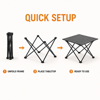 Table de camping pliable portable en acier carbone ultraléger, mini table pliante à base croisée pour la plage, le pique-nique et l'extérieur
