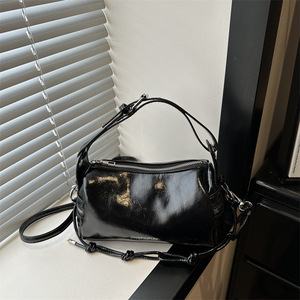 Bolso de Hombro Cruzado de Piel Sintética Brillante con Cierre de Cremallera, Estilo <span class=keywords><strong>Bowling</strong></span>, para Mujer, <span class=keywords><strong>Precio</strong></span> al por Mayor - Product Image 2